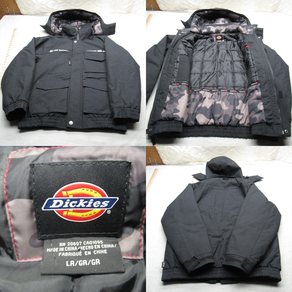 Dickies Pro Jacket Men Large Black Cordura Bomber Ripstop Heavyweight Full Zip